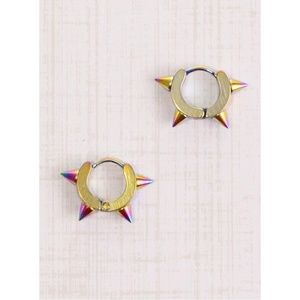 Oil Slick Anodized Steel Spike Earrings